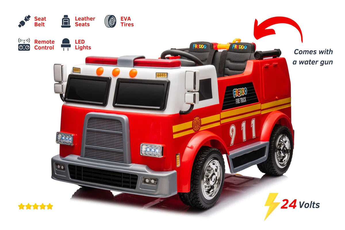 24V Fire Truck 2-Seater Ride On Kids Car