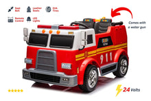 Load image into Gallery viewer, 24V Fire Truck 2-Seater Ride On Kids Car with Remote Control