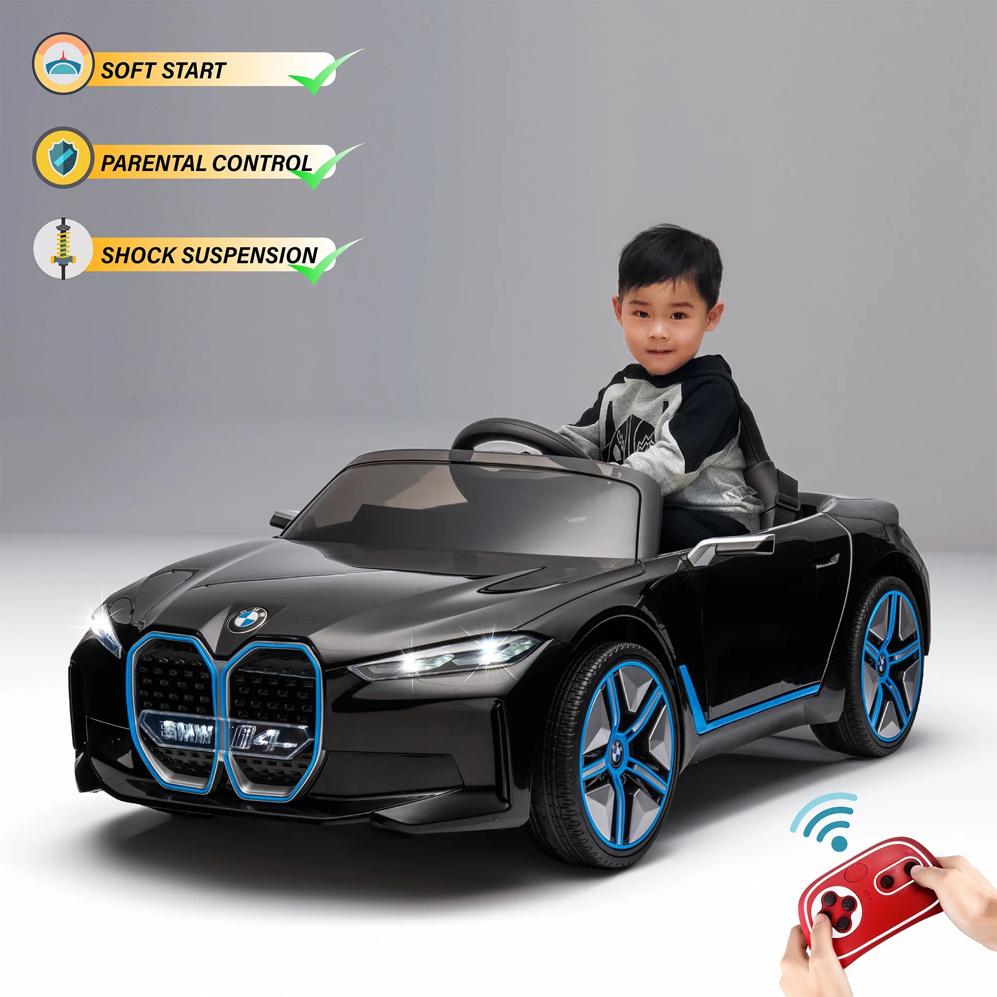 2026 12V BMW I4 Kids Ride On Car with Remote Control