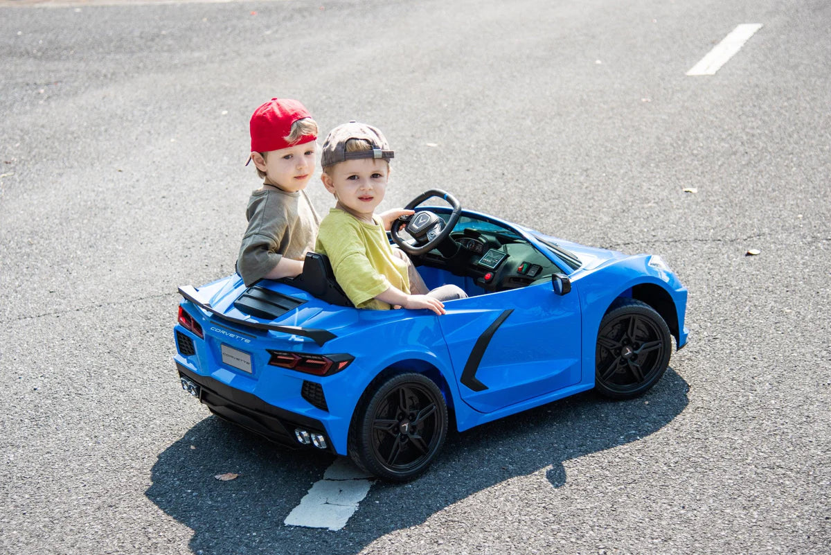 2025 24V Chevrolet Corvette C8 2Seater DELUXE EDITION Kids Ride on Car blue