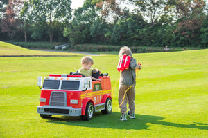 24V Fire Truck 2-Seater Ride On Kids Car with Remote Control