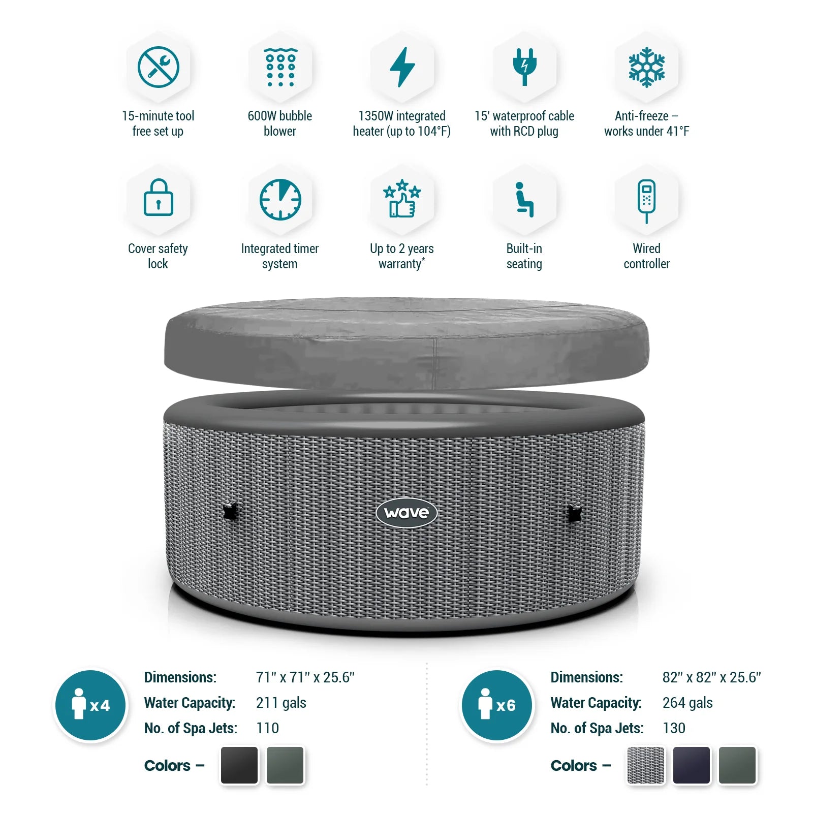 Atlantic Inflatable Hot Tub with Heater by Wave