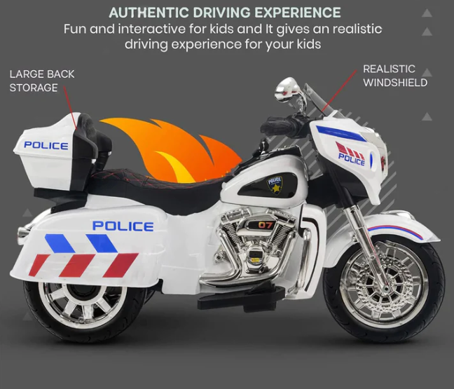 12V Kids Ride on Three-Wheeled Motorcycle For Age 3 -8