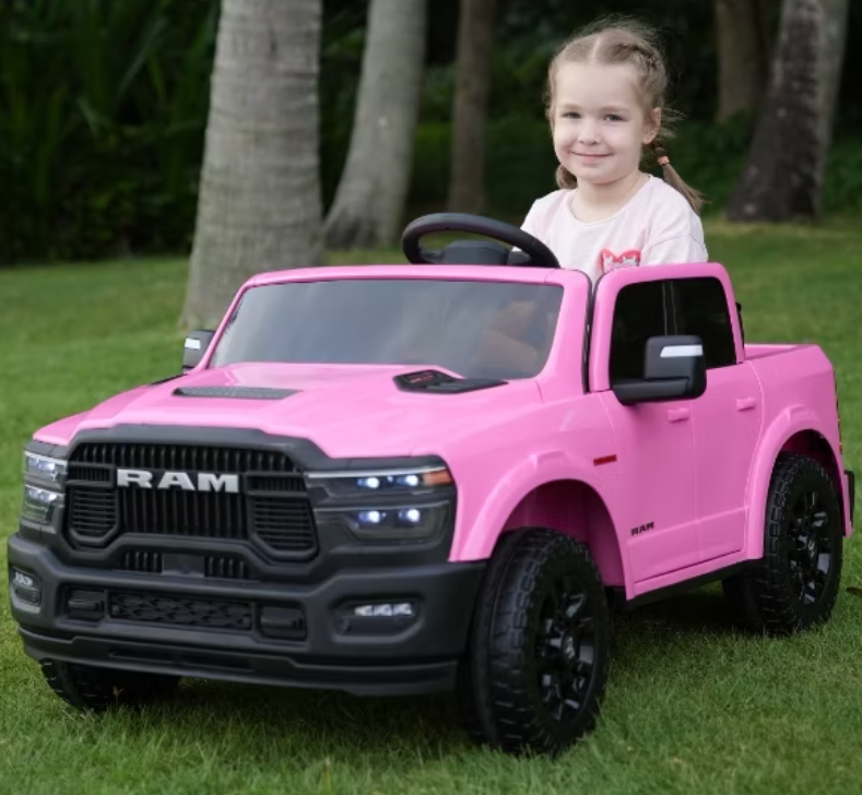 2025 Dodge Ram 24V 2 Seater Kids Ride On Car with Remote Control pink