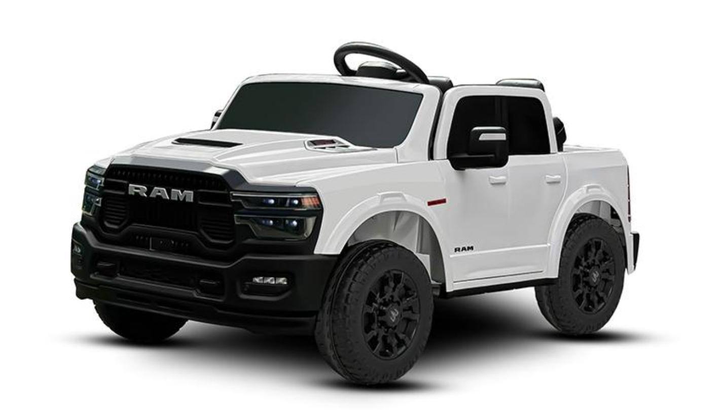 2025 Dodge Ram 24V 2 Seater Kids Ride On Car with Remote Control white