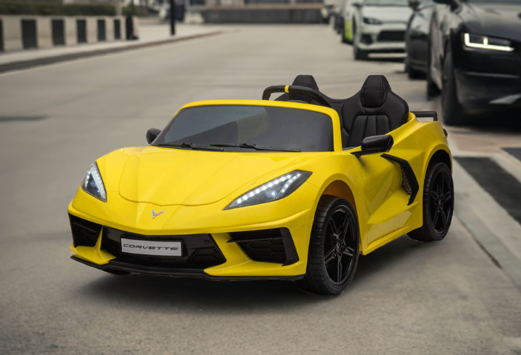 2025 24V Chevrolet Corvette C8 2Seater DELUXE EDITION Kids Ride on Car yellow