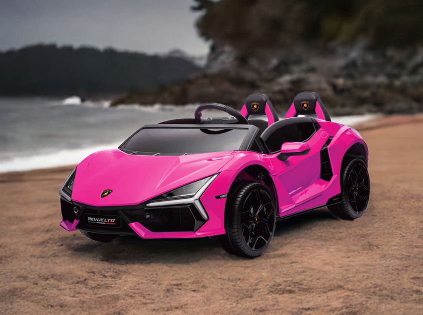 24V Lamborghini Revuelto 4x4 2 Seater Kids Ride On Car with Remote Control pink