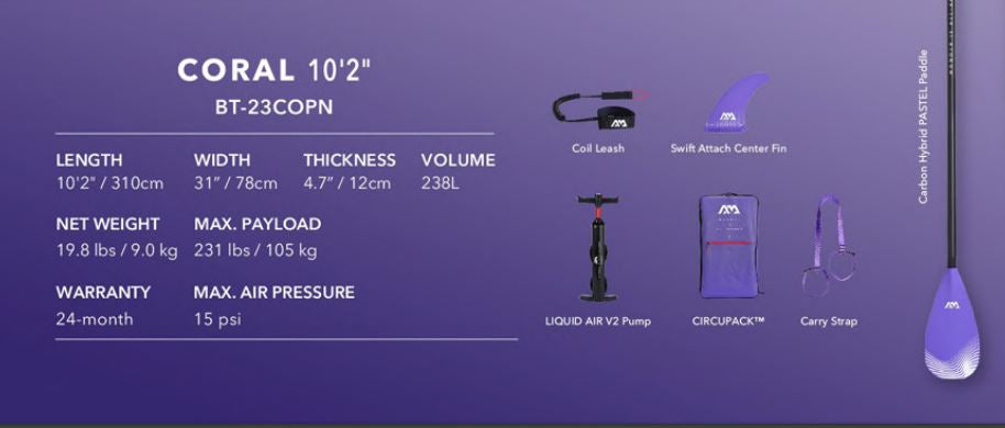 2023 Aqua Marina Coral ISUP 10'2" PURPLE