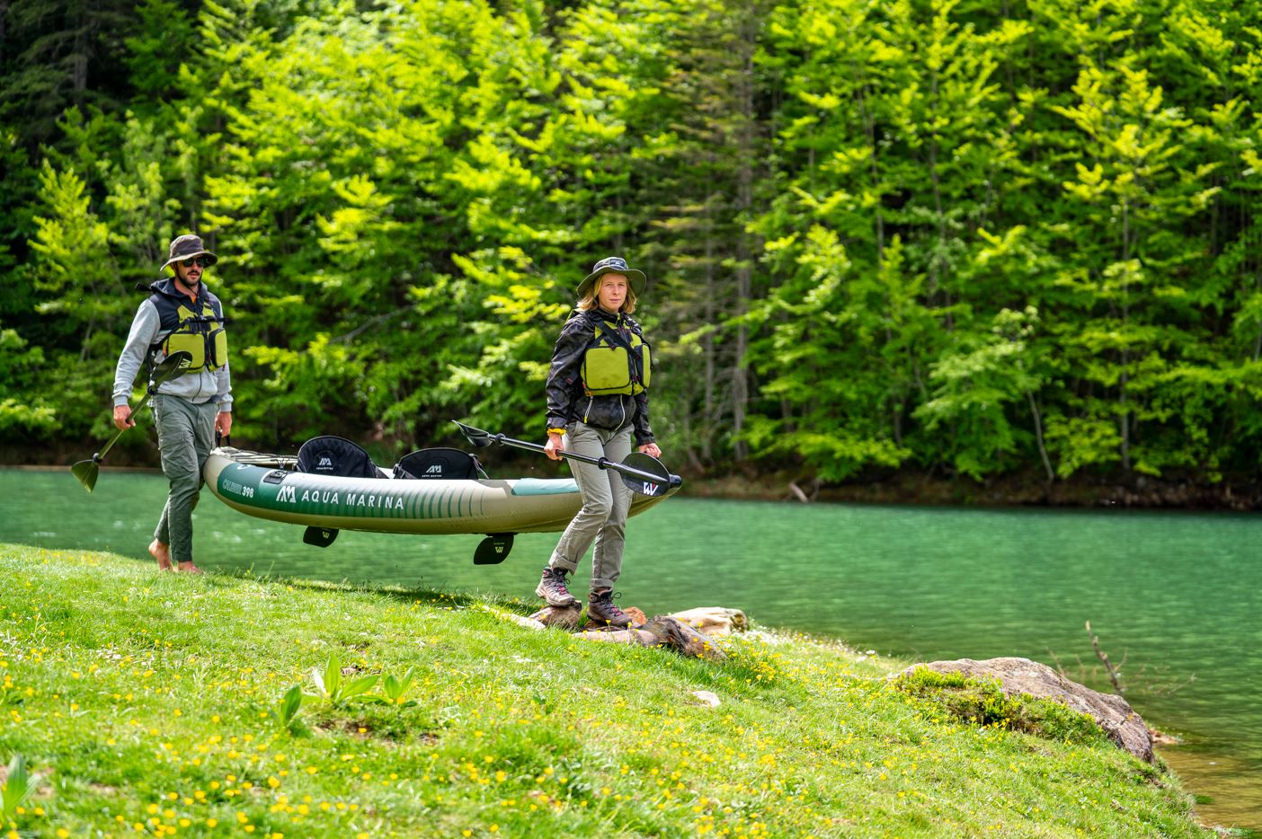 2023 Aqua Marina Caliber-398 Angling Inflatable Kayak (Both 1 or 2 Person) 13'1" GREEN