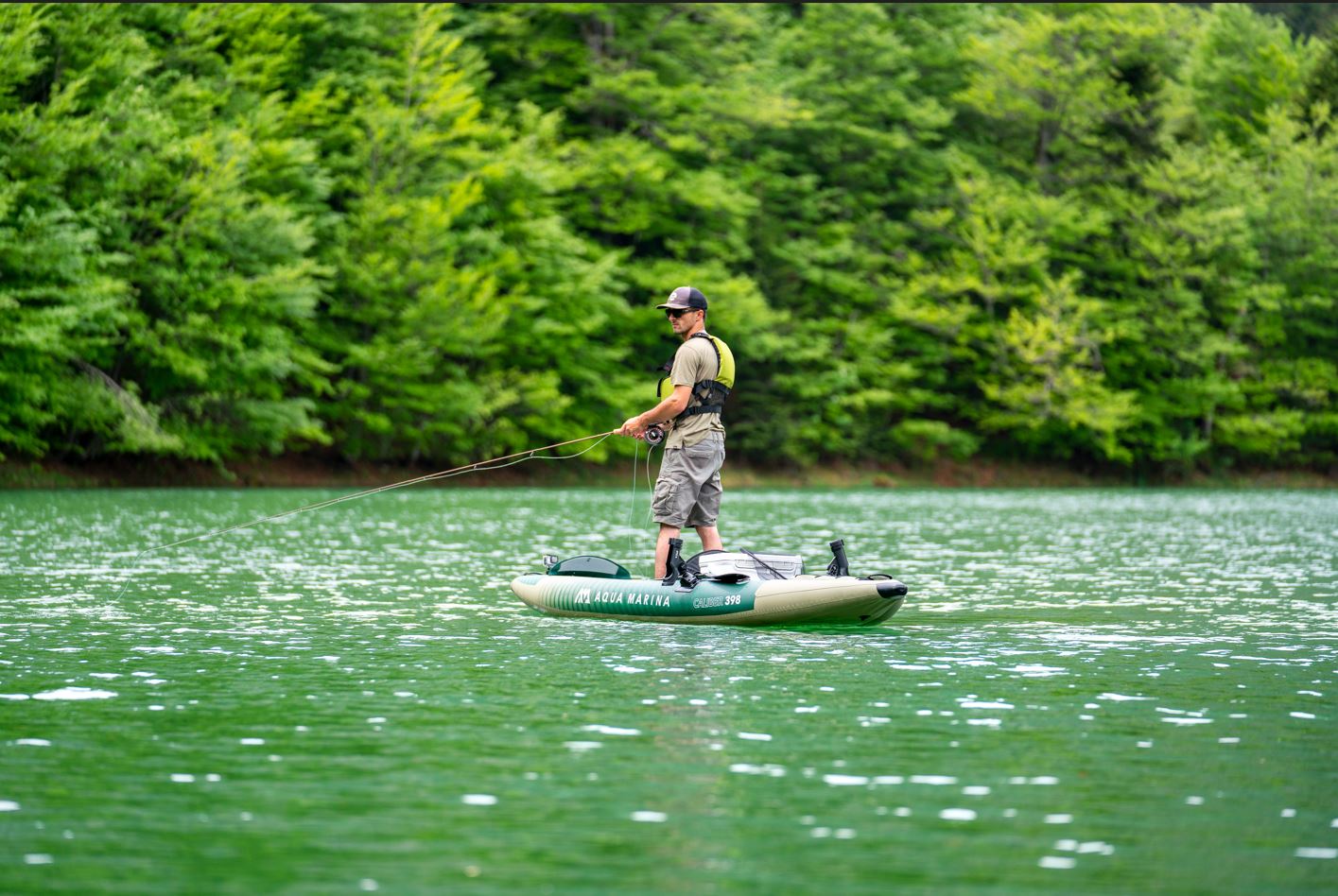 2023 Aqua Marina Caliber-398 Angling Inflatable Kayak (Both 1 or 2 Person) 13'1" GREEN