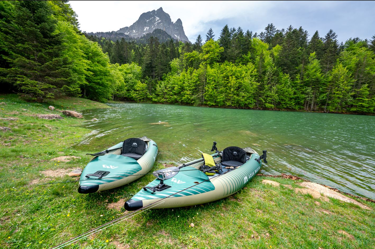 2023 Aqua Marina Caliber-398 Angling Inflatable Kayak (Both 1 or 2 Person) 13'1" GREEN