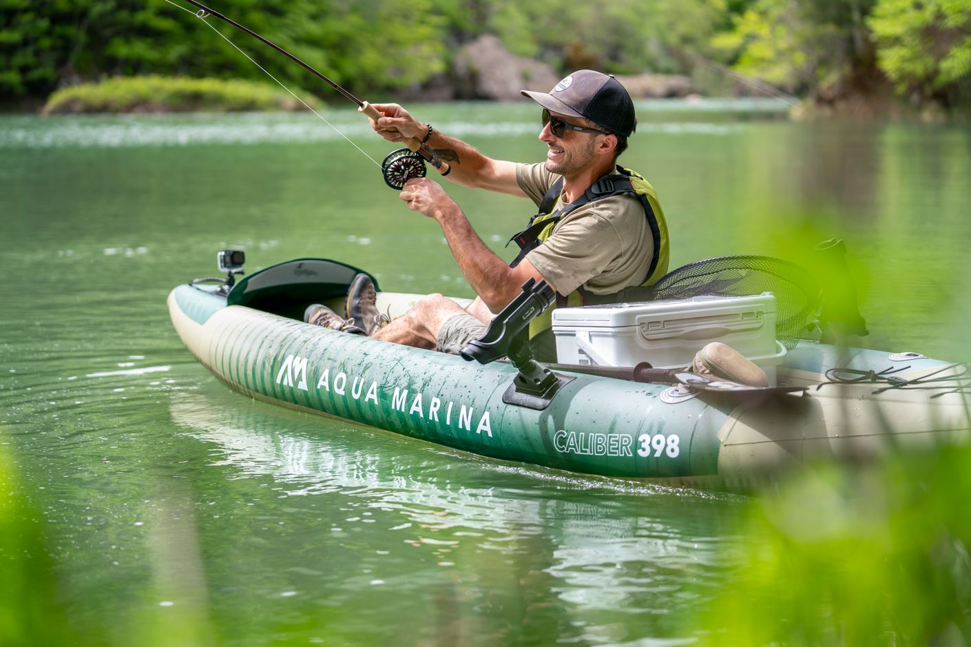 2023 Aqua Marina Caliber-398 Angling Inflatable Kayak (Both 1 or 2 Person) 13'1" GREEN