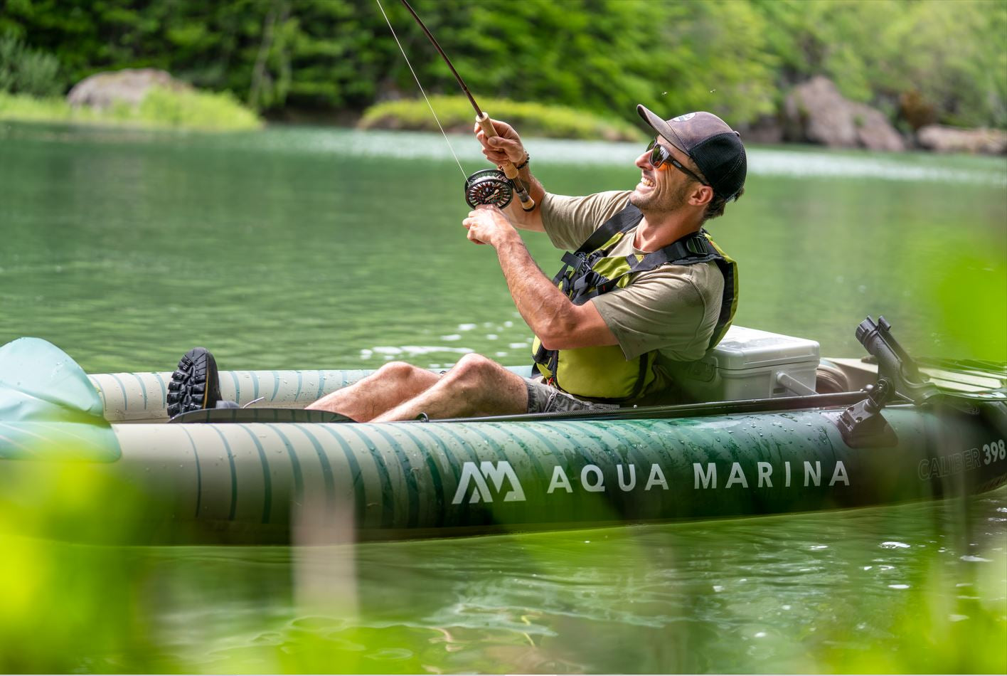2023 Aqua Marina Caliber-398 Angling Inflatable Kayak (Both 1 or 2 Person) 13'1" GREEN