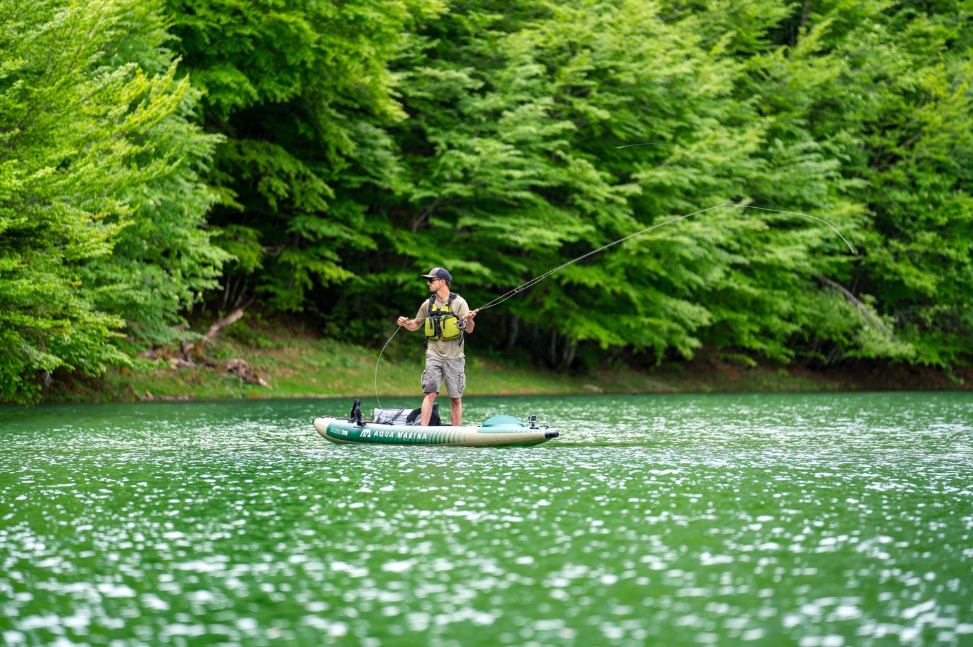 2023 Aqua Marina Caliber-398 Angling Inflatable Kayak (Both 1 or 2 Person) 13'1" GREEN