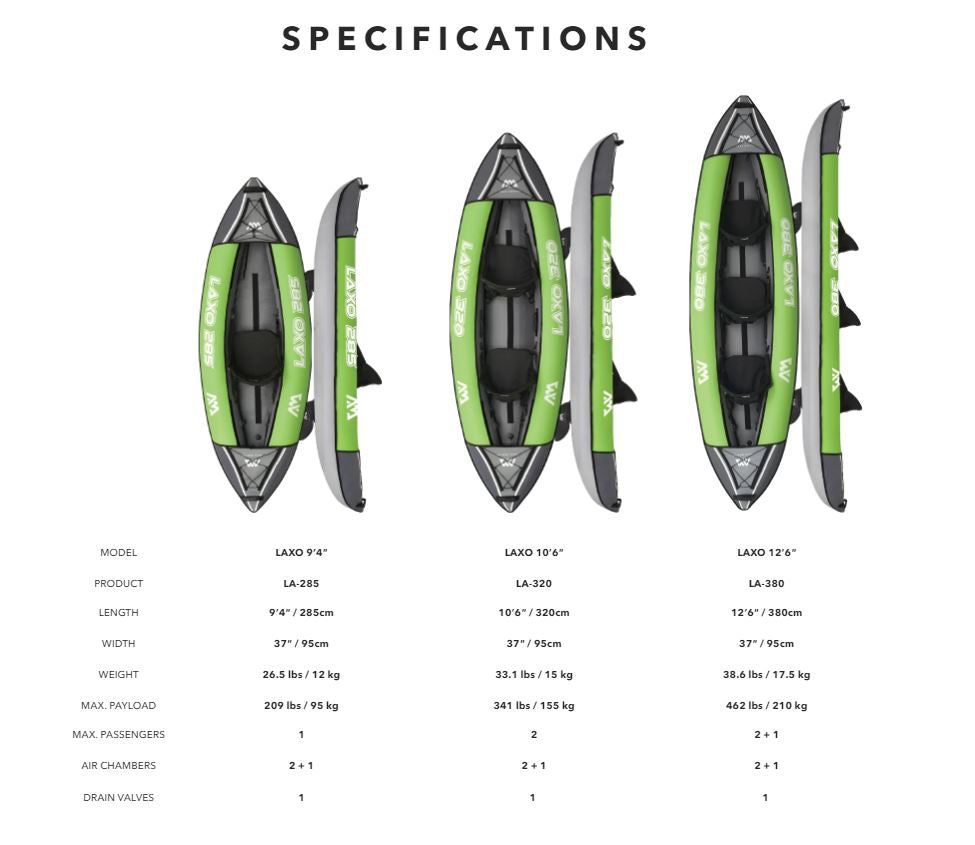 AQUA MARINA INFLATABLE KAYAK LAXO 3 PERSON LA-380