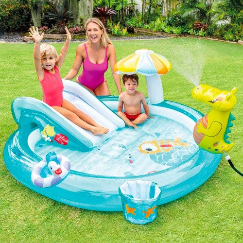 Kids Inflatable Gator Kiddie Pool with Slide – Toronto Toys