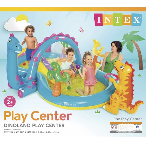 Kids Inflatable Dino Kiddie Pool with Slide