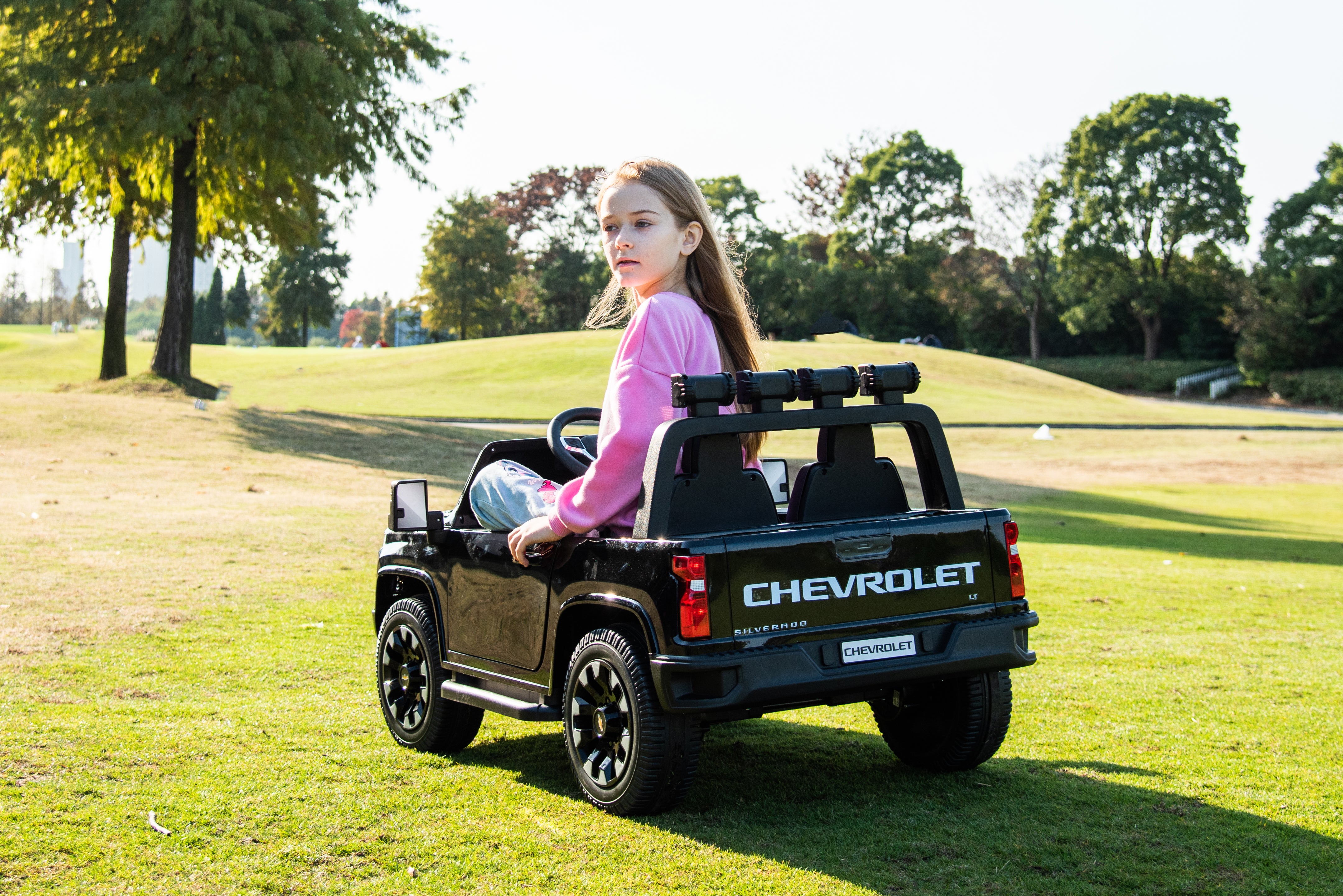 Chevy Silverado 24V 4X4 2 Seater DELUXE Kids Ride On Car with Remote Control black