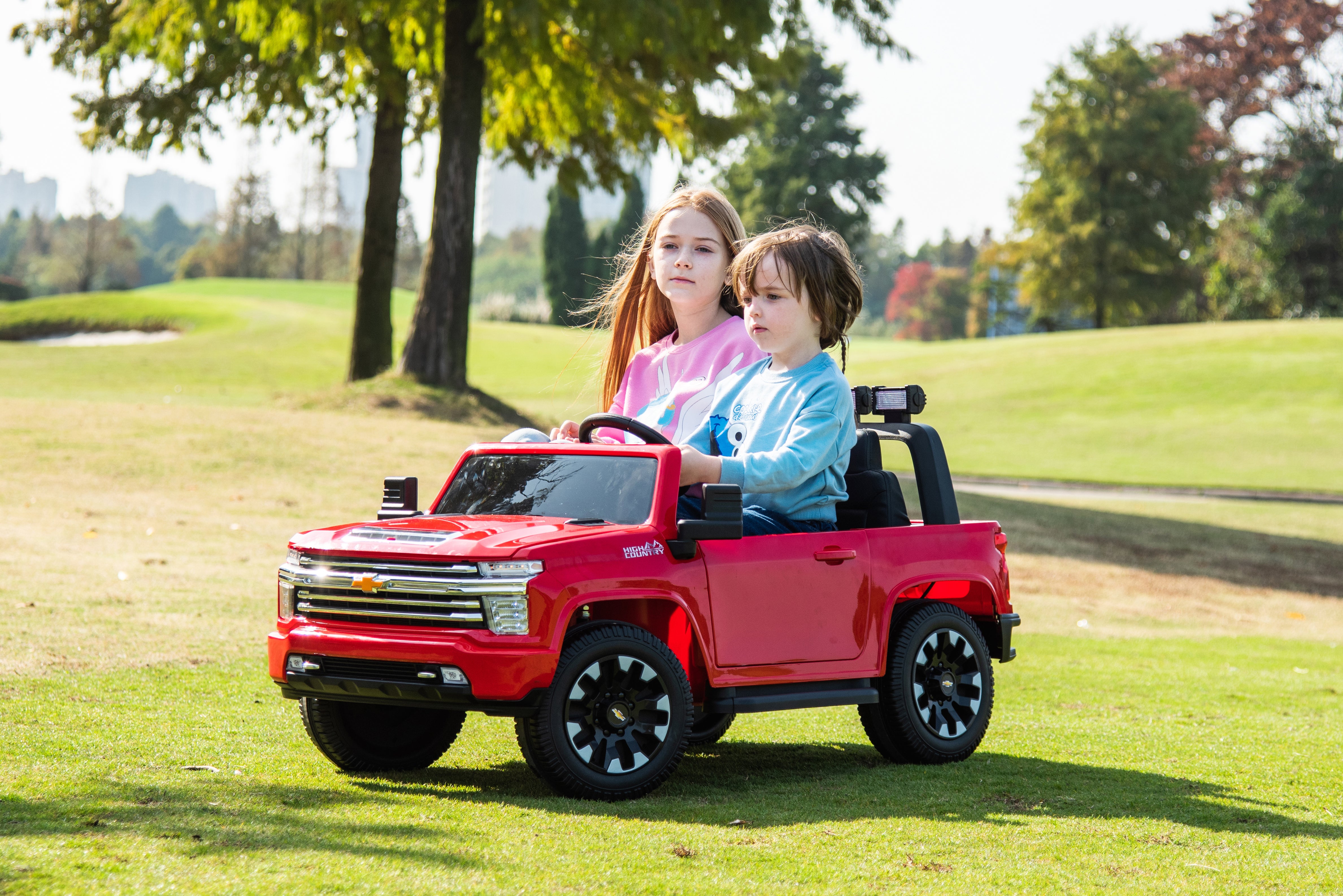 Chevy Silverado 24V 4X4 2 Seater DELUXE Kids Ride On Car with Remote Control red