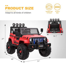Load image into Gallery viewer, 2024 12V Jeep Wrangler Style Kids Ride On Car with Remote Control for Age 1-6