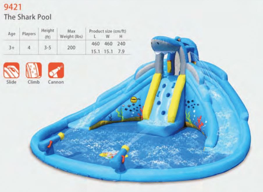 Happy Hop Shark Pool Water Slide - Bouncy Castle