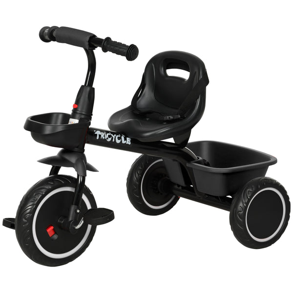 Qaba Tricycle for Toddlers Age 2-5 with Adjustable Seat, Storage Baskets