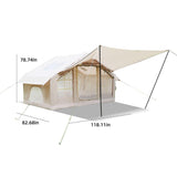 Inflatable 4-Season Camping Tent with Extended Awning, Waterproof Family Tent with Clear Skylight, 118″ L x 82.5″ W x 78.5″ H