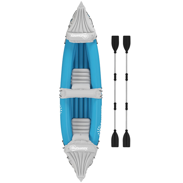 Outsunny Kayak, 2 Person Inflatable Kayak, Includes Paddles, Aluminum Oars, Repair Kit, Portable Tandem Blow Up Boat
