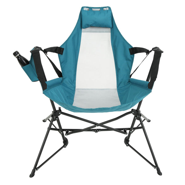 Steel Folding Hammock Camping Chair with Triangle Cross Bracket, Portable Rocking Chair with Adjustable Straps, 35"L x 38"W x 42"H