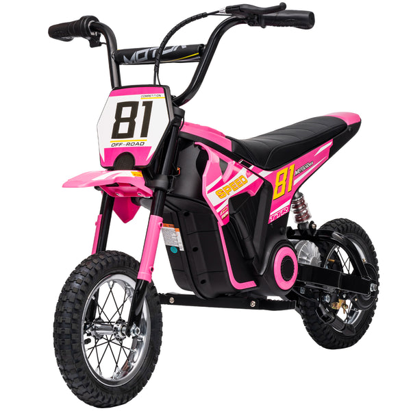 Qaba 24V Kids Motorcycle, Electric Dirt Bike with 250W Motor, Up to 9.9 MPH, 12" Inflatable Tires and Rear Suspension