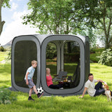 Outsunny 11 x 11ft Pop Up Screen Tent, UPF50+ Portable Camping Gazebo Screen House with Carry Bag, Dark Gray
