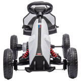 Aosom 12V Electric Go Kart for Kids, Ride On Toy with EVA Tires, 2 Speeds, Adjustable Seat, Safety Belt for 3-8 Years, White