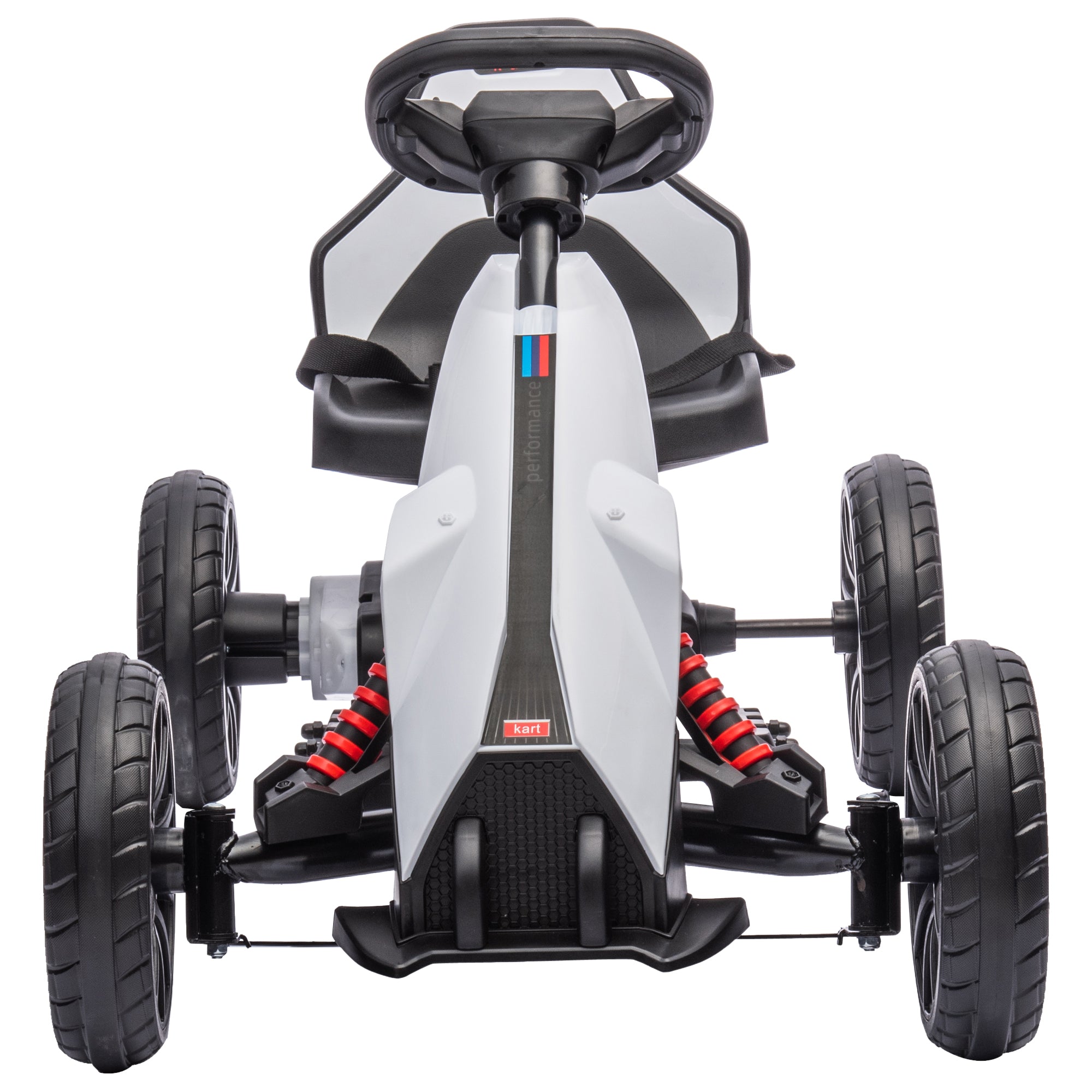 Aosom 12V Electric Go Kart for Kids, Ride On Toy with EVA Tires, 2 Speeds, Adjustable Seat, Safety Belt for 3-8 Years, White