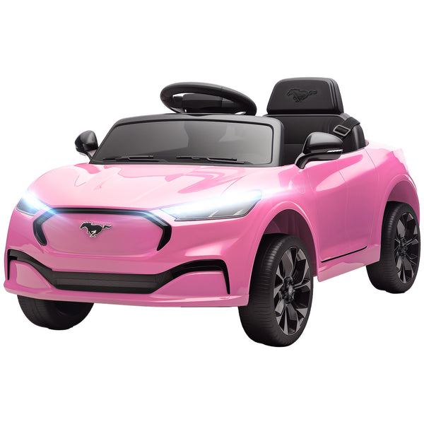 Qaba 12V Kids Ride On Car, Licensed Ford Mustang Mach-E Electric Car with Remote Control, LED Light, Music