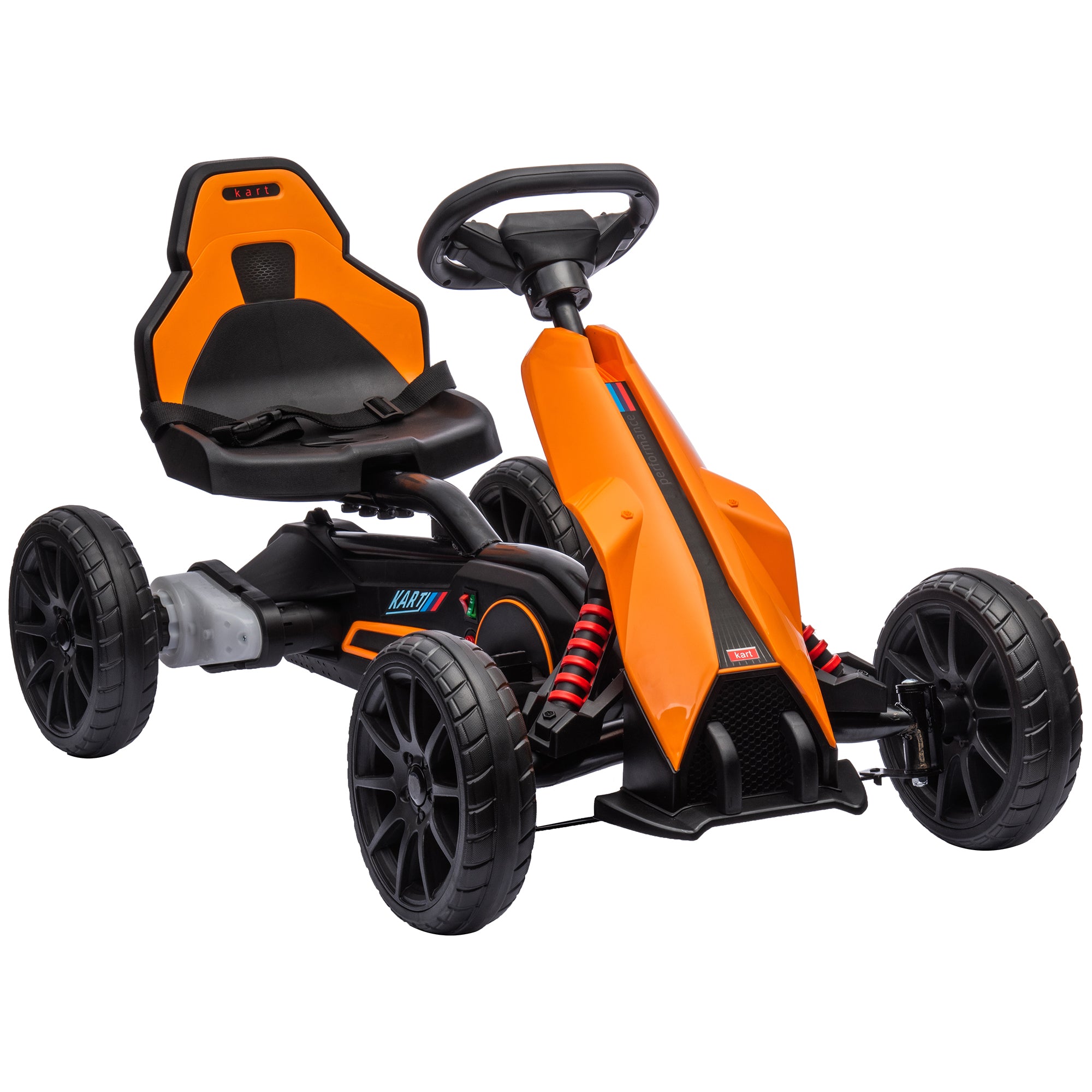 Aosom 12V Electric Go Kart for Kids, Ride On Toy with EVA Tires, 2 Speeds, Adjustable Seat, Safety Belt for 3-8 Years, Orange