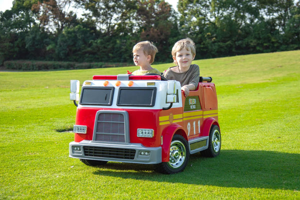 24V Fire Truck 2-Seater Ride On Kids Car with Remote Control 