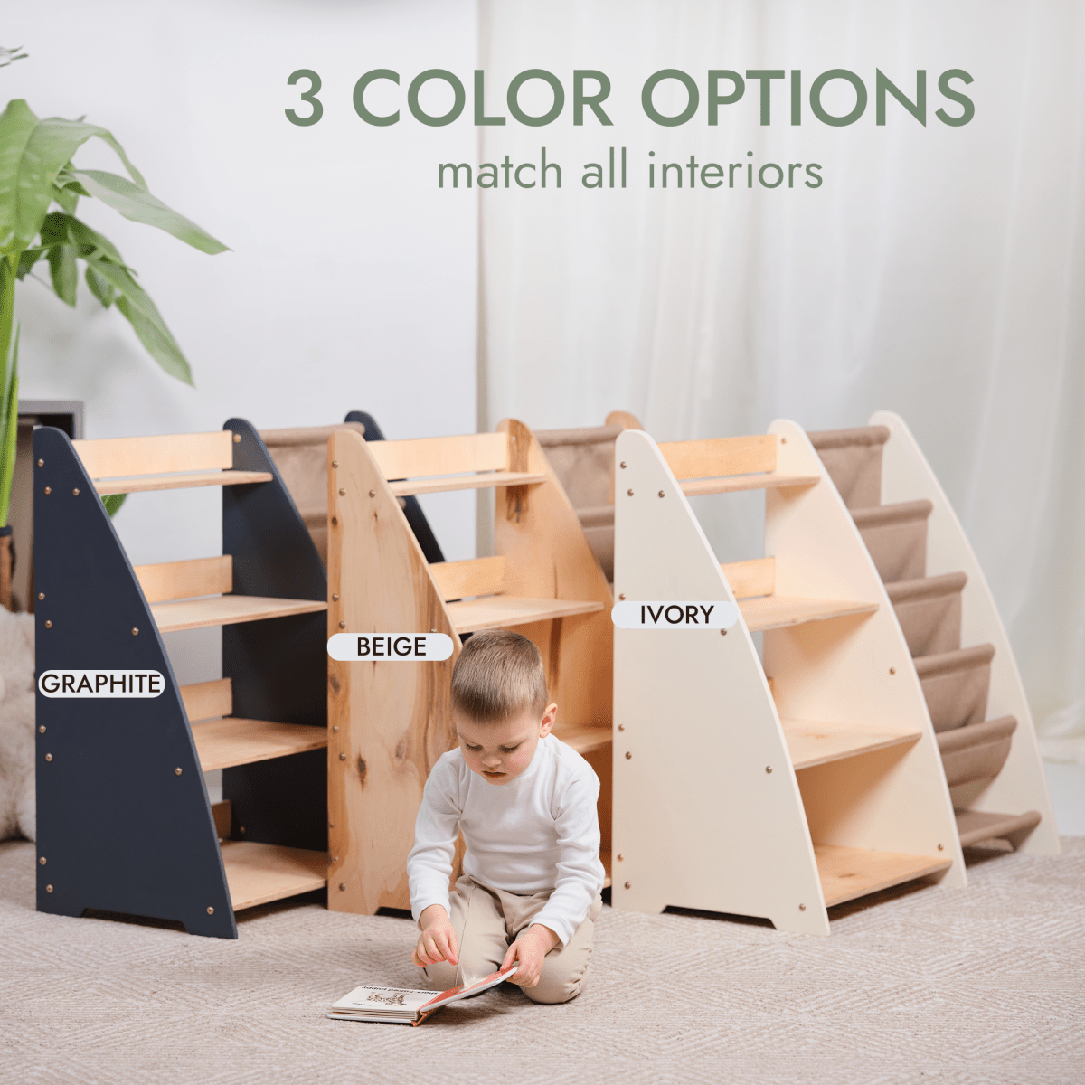 2in1 Montessori Shelf for Books and Toys - SKU: 2in1Shelves-Kids-IV-CA