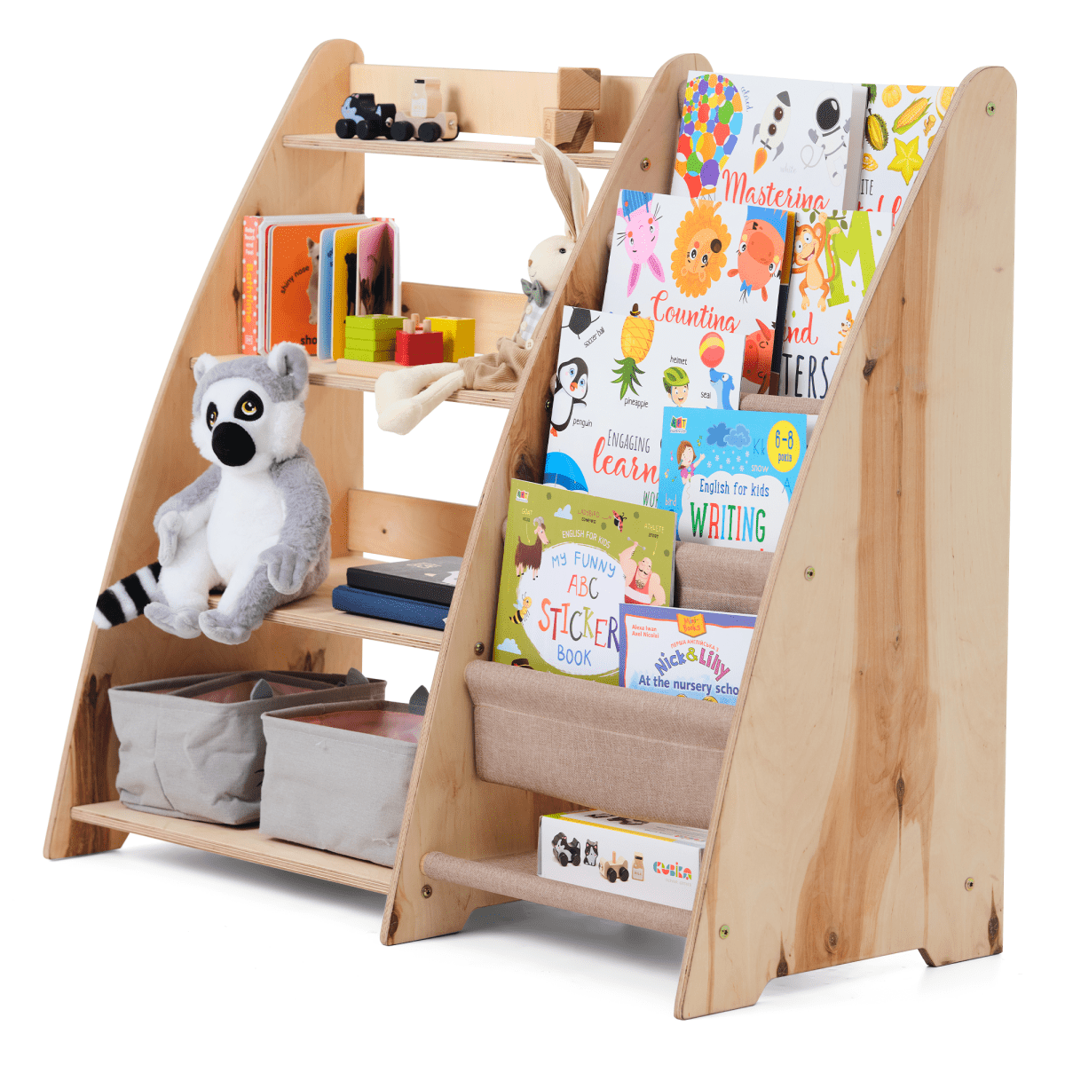 2in1 Montessori Shelf for Books and Toys - SKU: 2in1Shelves-Kids-IV-CA