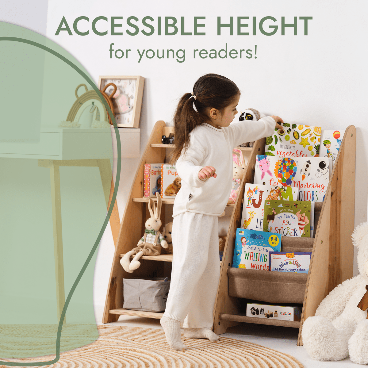 2in1 Montessori Shelf for Books and Toys - SKU: 2in1Shelves-Kids-IV-CA