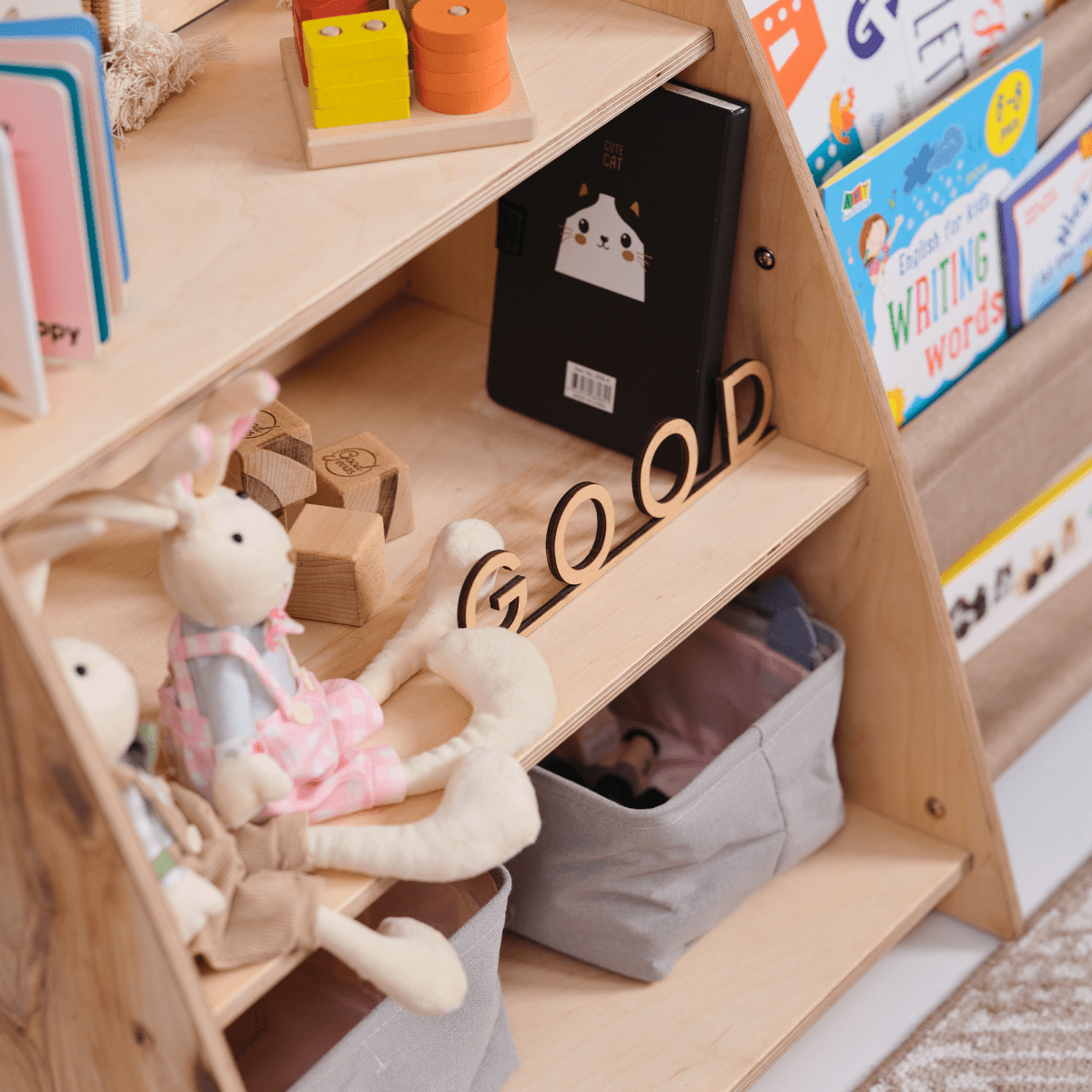 2in1 Montessori Shelf for Books and Toys - SKU: 2in1Shelves-Kids-IV-CA