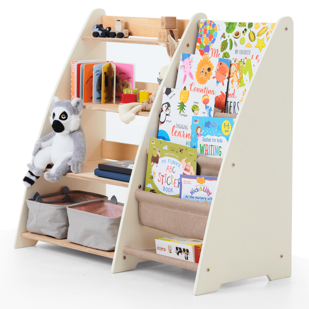 2in1 Montessori Shelf for Books and Toys - SKU: 2in1Shelves-Kids-IV-CA