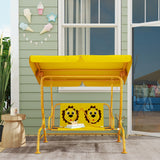 Qaba Kids Patio Swing Chair with Adjustable Canopy, Safety Belt for Patio, Garden, Poolside, Balcony, Yellow