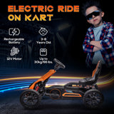 Aosom 12V Electric Go Kart for Kids, Ride On Toy with EVA Tires, 2 Speeds, Adjustable Seat, Safety Belt for 3-8 Years, Orange