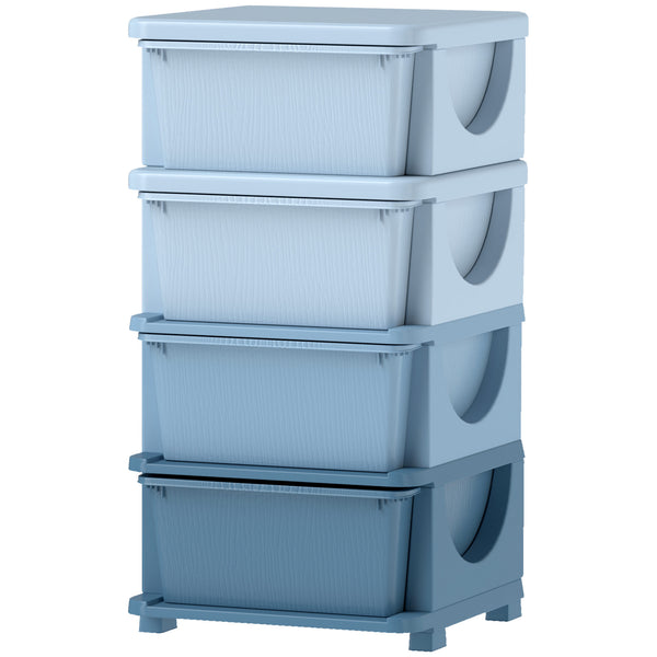 Qaba 30" 4 Tier Kids Storage Unit Dresser Tower w/ 4 Drawers