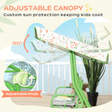 Qaba Kids Patio Swing Chair with Adjustable Canopy, Safety Belt for Patio, Garden, Poolside, Balcony, Green