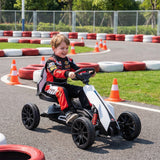 Aosom 12V Electric Go Kart for Kids, Ride On Toy with EVA Tires, 2 Speeds, Adjustable Seat, Safety Belt for 3-8 Years, White