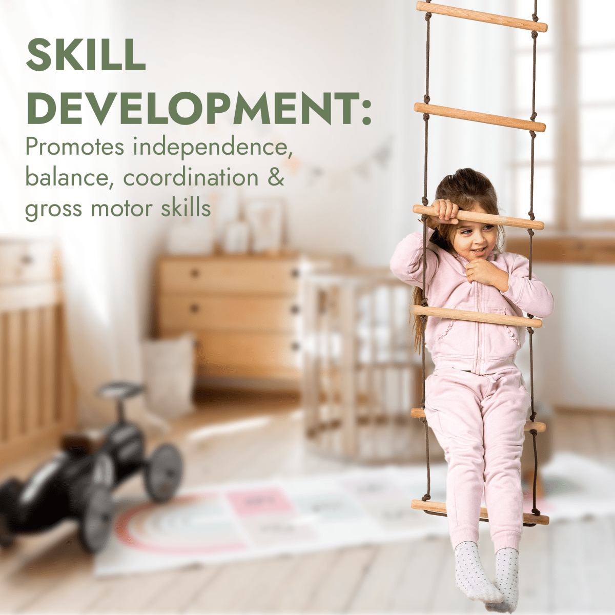 3in1 Swings Set: Rope Ladder + Gymnastic Rings + Disc Rope Swing - SKU: SS-RL-GR-DSR-CA