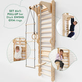 6in1: Wooden Swedish Wall / Climbing ladder for Children + Swing Set + Slide Board
