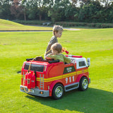 24V Fire Truck 2-Seater Ride On Kids Car with Remote Control
