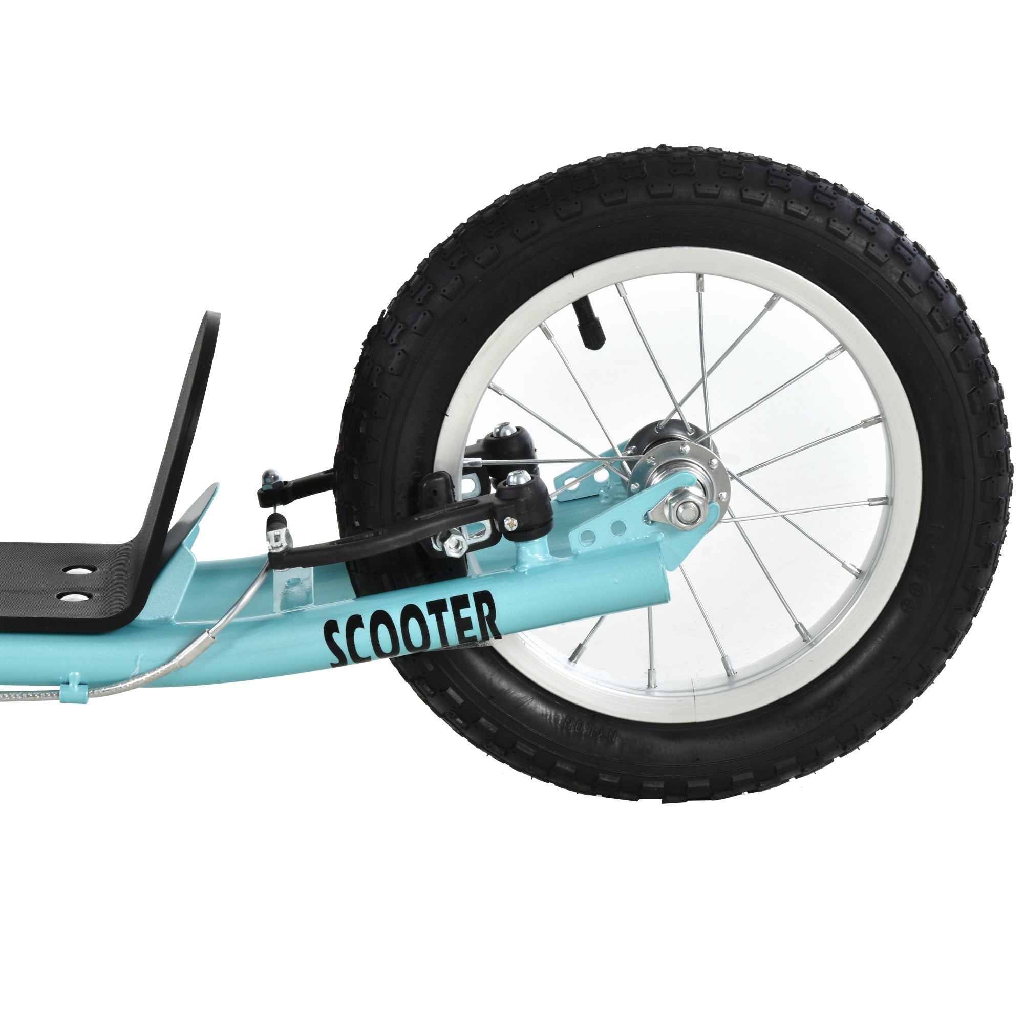 Aosom Teens Youth Scooter Ride On Toy with Adjustable Handlebar, Dual Brakes, and Inflatable Wheels For Kids 5+, Blue